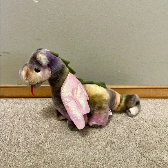 Ty Beanie Buddy “Scorch” the Dragon, 10” Plush - Purple/Pink/Multi (NO Hang Tag) - Picture 4 of 8